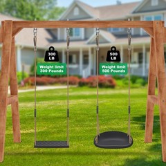 Heavy-Duty 2-Pack Black Swing Seats w/Adjustable Ropes & Hooks for Kids/Adults