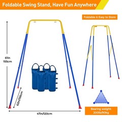 FUNLIO Foldable Swing Stand for Kids with 4 Sandbags, Heavy Duty Metal A-Fram…