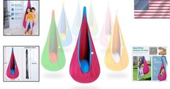Children’s Pod Swing, Pink Blue, Indoor Outdoor