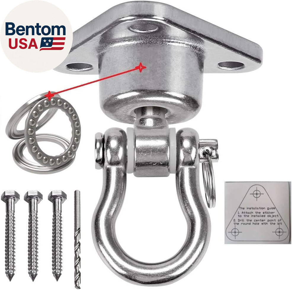 Stainless Steel Hanger with Smooth Swing Bearings, Heavy Duty 180°+360° Swivel S