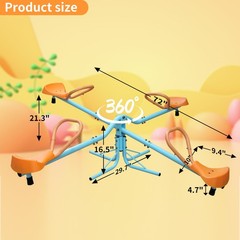 4-Seat 360° Rotating Teeter Totter Kids Seesaw Home Playground Blue Orange