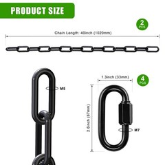 2 Pack 40 Inch Hanging Swing Chain with 4 Carabiners, 1000LB Capacity Plastic…
