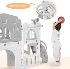 8 In 1 Toddler Slide & Climber Set Indoor Outdoor Playground for 1-3 Kids Gray