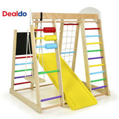 8-In-1 Wooden Climber Play Set with Slide and Swing for Kids