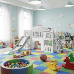 8-In-1 Toddler Slide Indoor Playground, Indoor Slide Toddler Playset for Toddler