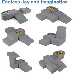Climbing Toys for Toddlers, Foam Climbing Blocks and Ball Pit for Baby, 5Pc Kids
