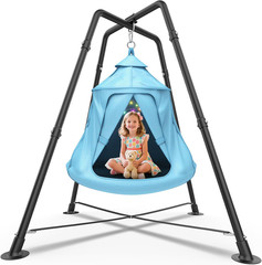 Swing Set with Tent Swing, Hanging Tree Tent W/Swing Frame, X-Shaped Swing Stand