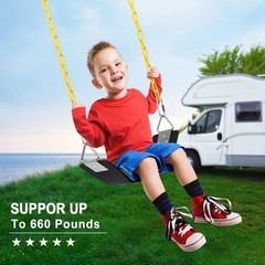 Swing Set Seat W/ 66 Inch Anti-Rust Chains Thermoplastic Coated Support 250lb