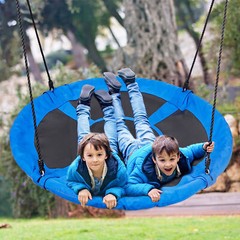 48” Saucer Tree Swing Set Adjustable Ropes Round Tree Swing for Children Blue