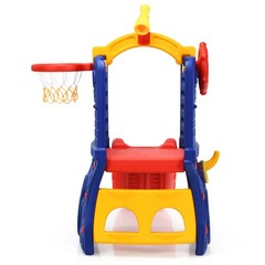 Costway 6-in-1 Freestanding Kids Slide w/ Basketball Hoop Play Climber Slide Set
