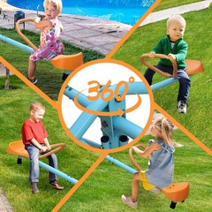 Kids Spinning Seesaw, Outdoor Sit & Spin Teeter Totter for Backyard Playground