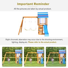 Wooden Outdoor Swing Set 3 in 1 Swing Set outdoor Children’s Playset with Slide