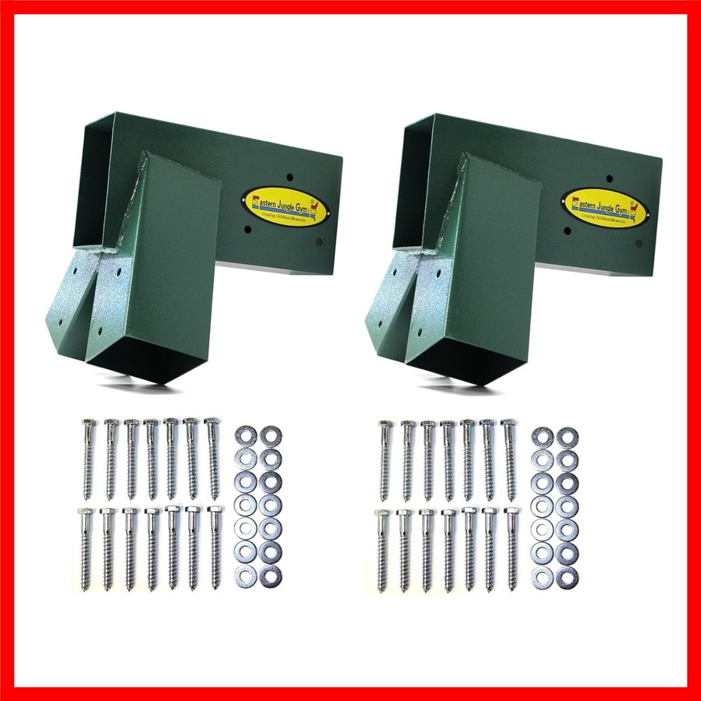 Easy 1-2-3 A-Frame 2 Brackets for Swing Set with All Mounting Hardware, Green
