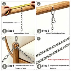 2PCS 304 Stainless Steel Porch Swing Chain Kit – 100 Inches Length Chain for …
