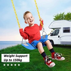 REZNOR Heavy Duty Flexible Swing Seat with Metal Triangle Ring, 60″ Blue/Yellow