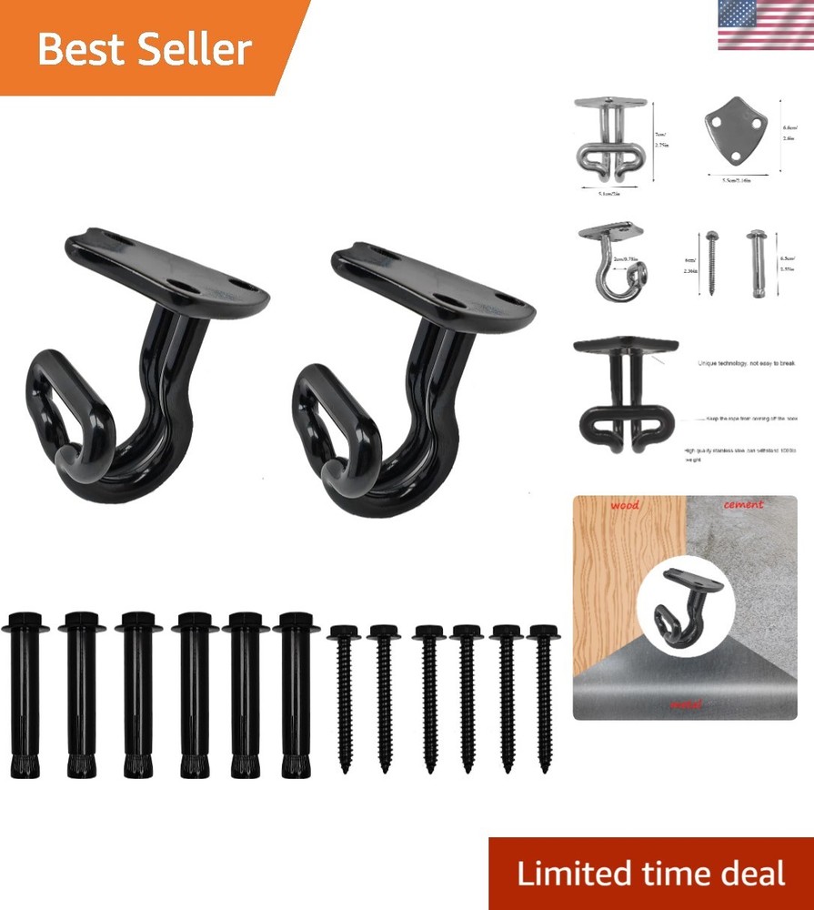 2PCS Black Stainless Steel Swing Hanger Sets with 6 Screws, 1100LB Capacity H…