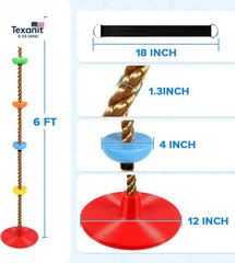 Climbing Rope Tree Swing with Platforms and Swing Seat Outdoor Playground Access