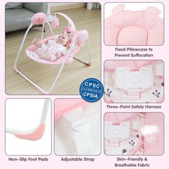 Portable Baby Swing for Infants, Compact & Foldable Infant Swing with 5-Speed…