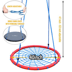 Large 40″ Spider Web Tree Net Swing 100% Safe Nylon Rope Max 600 LBs EZ Setup