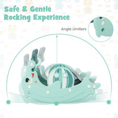 3-In-1 Kids Slide Rocking Horse Set Convertible Toddler Slide with Basketball Ho