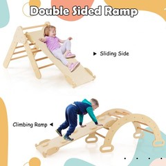 Pikler Triangle Set 7 in 1 Climbing Toys for Toddlers 1-3 Inside Foldable Woo…