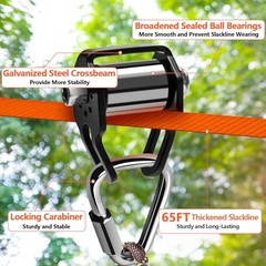 Zip Line Slackline Kit for Kids and Adults – Ninja Course Zipline with 65ft