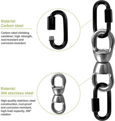 Swing Swivel 304 Stainless Steel Double Eye Hook with Snap Hooks Black Tree Swin