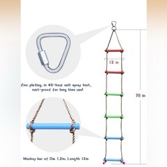RAINBOW CRAFT 6.6FT CLIMBING ROPE LADDER NINJA LADDER FOR KIDS – NEW