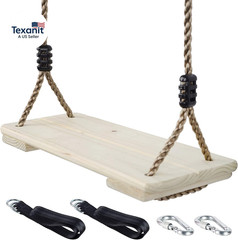 Wooden Swing Seat, Nostalgic Outdoor Wood Swing for Kids , Tree Straps Set Acces