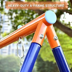 Swing Sets for Backyard with Trampoline 440lbs with Heavy-Duty Blue & Yellow