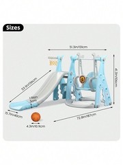 New 4in1 Toddler Slide Swing Set Pink Basketball Climber Playset