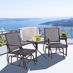 3-Pc Porch Glider Set: Powder-Coated Steel Frames, Cool Mesh Seats, 352lbs/Seat
