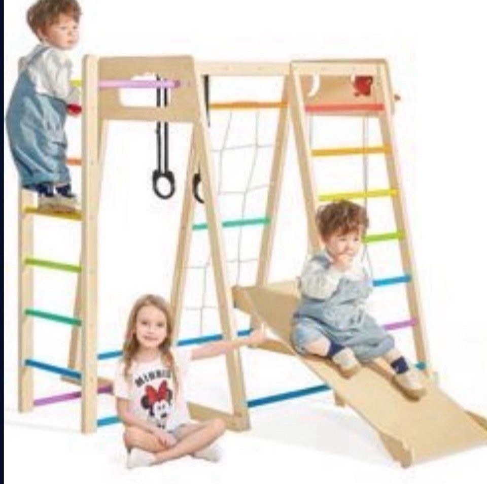 Paxato Indoor Playground, Climbing Toys for Toddlers 1-3 Inside with Basketball