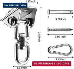 Heavy Duty Swing Hanger Hook, 360° Swivel Swing hook with 4 Screws for Porch Yog