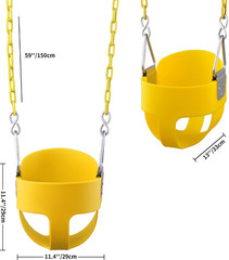 Toddler Swing, Full Bucket Baby Swing Seat & Iron Chains (Yellow) | Baby Swing O