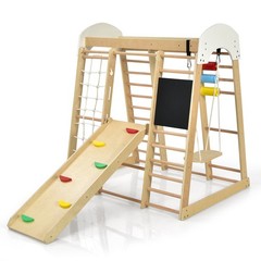 Indoor Playground Climbing Gym Kids Wooden 8 in 1 Climber Playset for Children