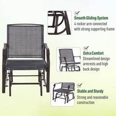 3-Pc Porch Glider Set: Powder-Coated Steel Frames, Cool Mesh Seats, 352lbs/Seat