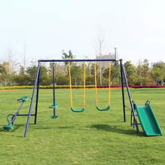Metal Patio Swing 4-In-1 Swing Set Outdoor Playset Heavy-Duty A-Frame Swing Stan