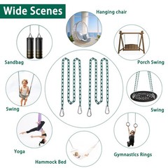 2 Swing Chains Heavy Duty (63″) Fully Plastic Coated with 4 Free Quick Links …