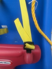 Little Tikes Toddler Bucket Swing Seat w/ Red T-Bar & Yellow Straps, Blue 1-2Y