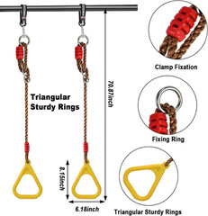 3Pcs Kids Outdoor Swing Set with Adjustable Ropes, Disc & Ring Hangers, Trapeze