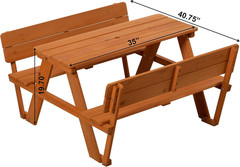 Wooden Kids Picnic Bench with Backrest, Outdoor Children’S Backyard, Crafting, D