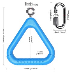 Dolibest 2Pcs Trapeze Swing Bar Rings with 6.1 inches, Blue- 2 Pack