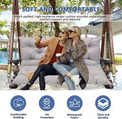 Porch Swing Replacement Cushions: 2-3 Seater Outdoor Waterproof Swing Cushions w
