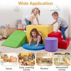 6PCS Kids Foam Climbing Blocks, Velvet Indoor Climb & Crawl Activity Playset