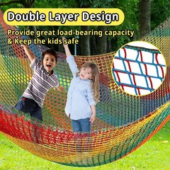 Multicolored Climbing Cargo Net 14.7′ x 9.8′ – Double Layer Playground Safety Ne