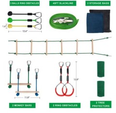 Minetom 40 Feet (12M) Kids Swinging Obstacle Course Set Portable Slack Line Monk