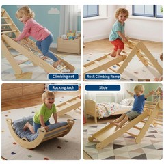 Triangle Set ,Baby Climbing Toys Wooden Climbing Set Indoor Jungle Gyms Toddlers