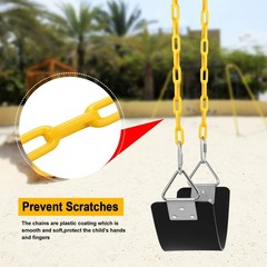 Swing Set Seat W/ 66 Inch Anti-Rust Chains Thermoplastic Coated Support 250lb