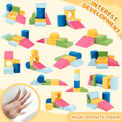 Toddler Climbing Toys Indoor, 7-Piece Colourful Foam Climbing Blocks, Soft Play
